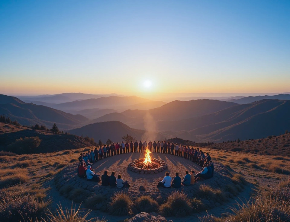 Comunidade-pessoas-envolta-da-fogueira